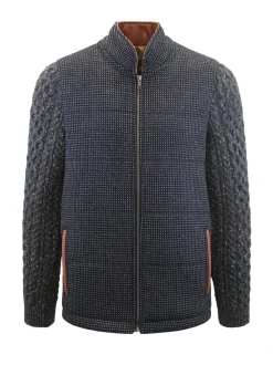Celtic Tweed Shackleton-jack met antraciet gebreide kabelmouw