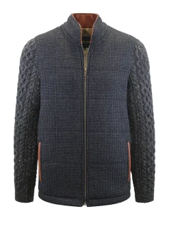 Celtic Tweed Shackleton-jack met antraciet gebreide kabelmouw