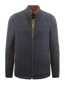 Celtic Tweed Shackleton-jack met antraciet gebreide kabelmouw