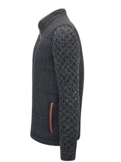 Celtic Tweed Shackleton-jack met antraciet gebreide kabelmouw
