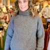 Fisherman out of Ireland Boxy geribde coltrui dark khaki