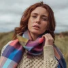 John Hanly Merino Wollen Sjaal Fel Regenboogmix Kleine Blokruiten