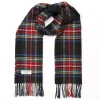 John Hanly Merino Wollen Sjaal Zwart Stewart Tartan