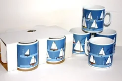 Porseleinen Mok Open Zeilbootjes Set