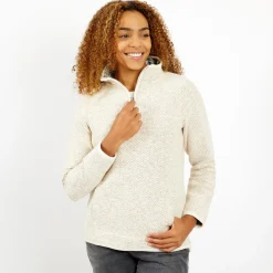 Weird Fish Aria 1/4 zip ecru